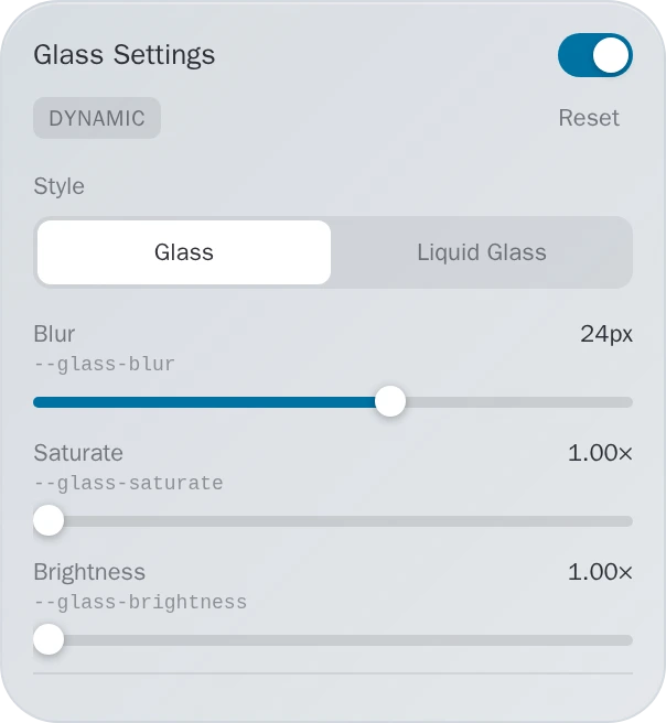Glass Settings, Full
