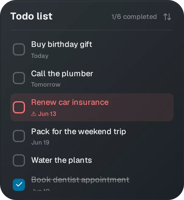 Todo — By due date