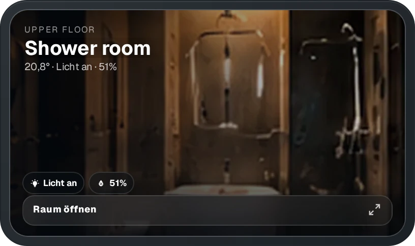 MEGA Rooms · Smart Room Overview — Rooms vNext · shower fan + humidity